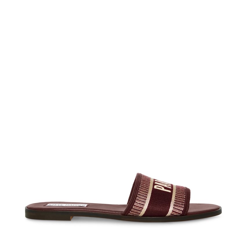 Burgundy Steve Madden Knox Women's Slides | PH 9275L16E